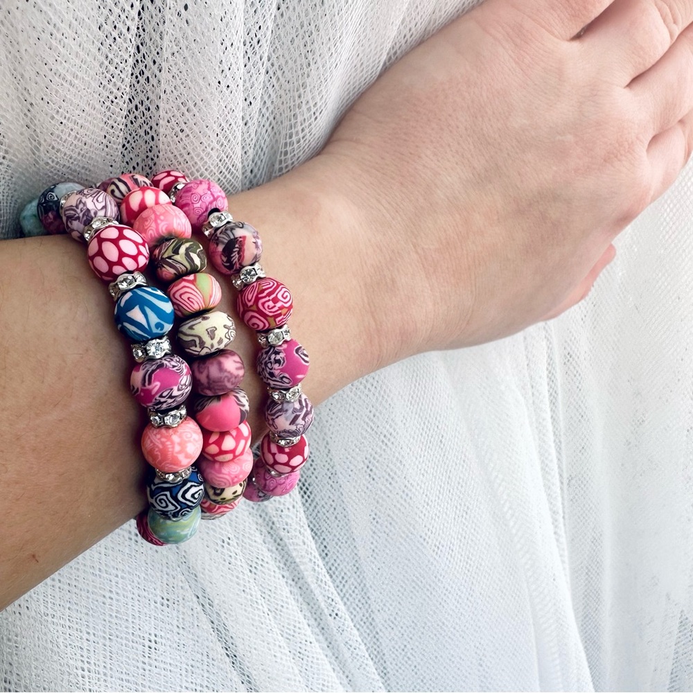 3 NWT Handmade VivaBeads Stretchy Bracelets Bundle Lot